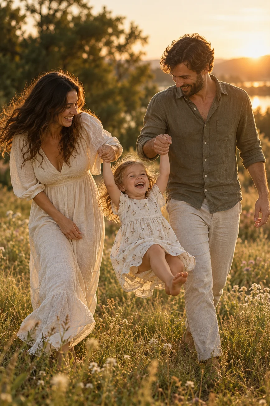 Familie genießt gemeinsame Zeit im Freien