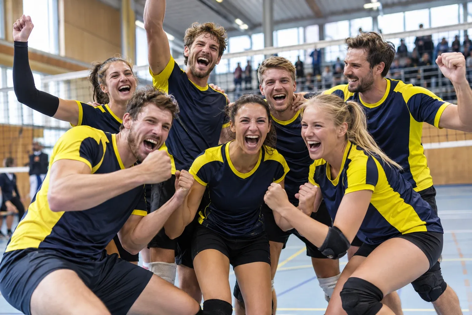 Volleyballteam feiert gemeinsam