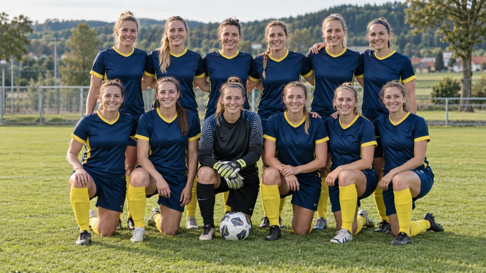 Frauenfußballmannschaft auf dem Spielfeld
